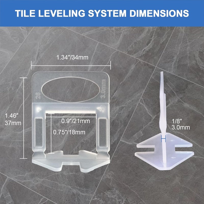 RUHOOM Tile Leveling System 2400pcs 1/8" Tile leveler Spacers Clips Tile Installation Tools for Professional Ceramic Tile and Stone Installation - Image 2